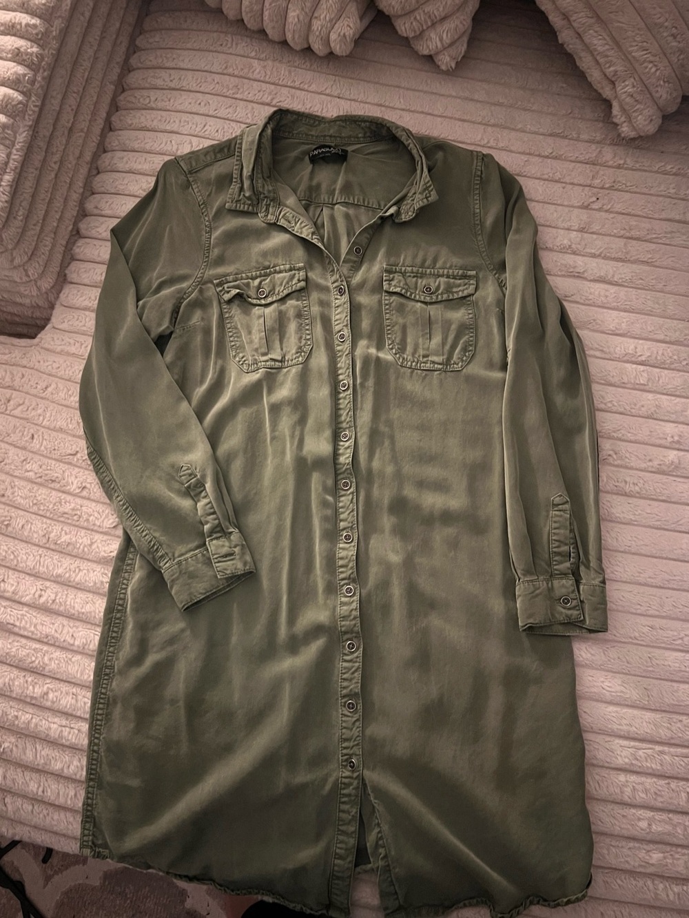 Parasuco Olive Green Long-Sleeve Shirt Dress